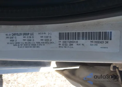 2011 Dodge Avenger Mainstreet from USA, damaged, VIN 1B3BD1FG2BN524149